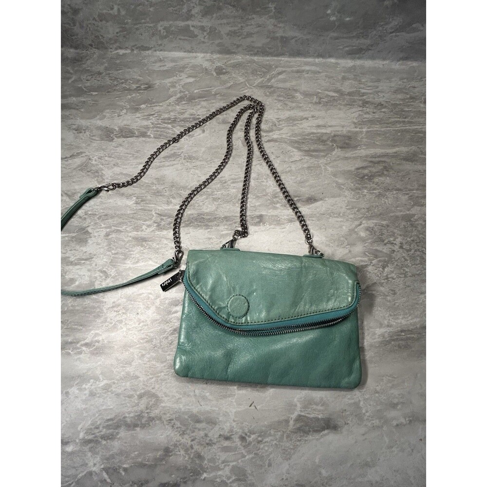 HOBO International Daria Teal Green Leather Clutch Chain Crossbody Convertible